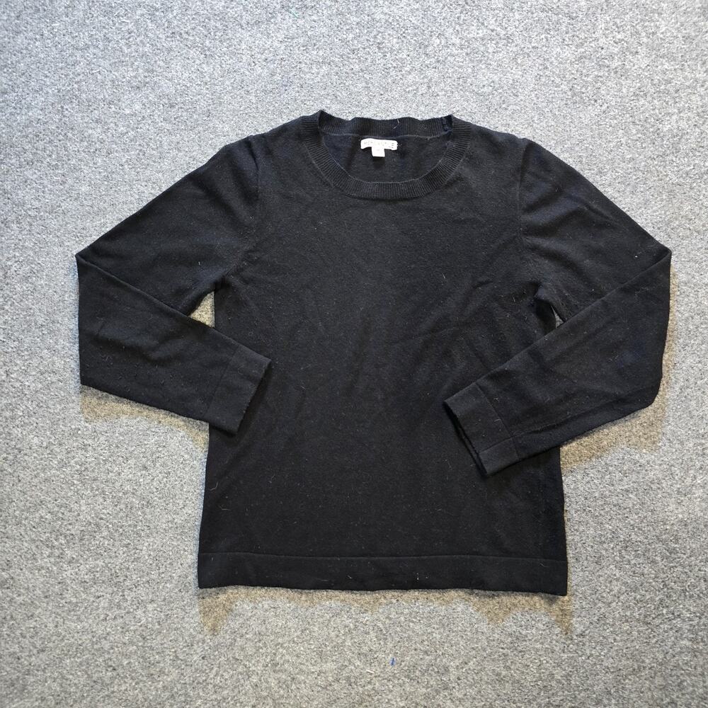 J Crew Sweater Womens Medium Black Merino Wool Blend Long Sleeve Classic Capsule